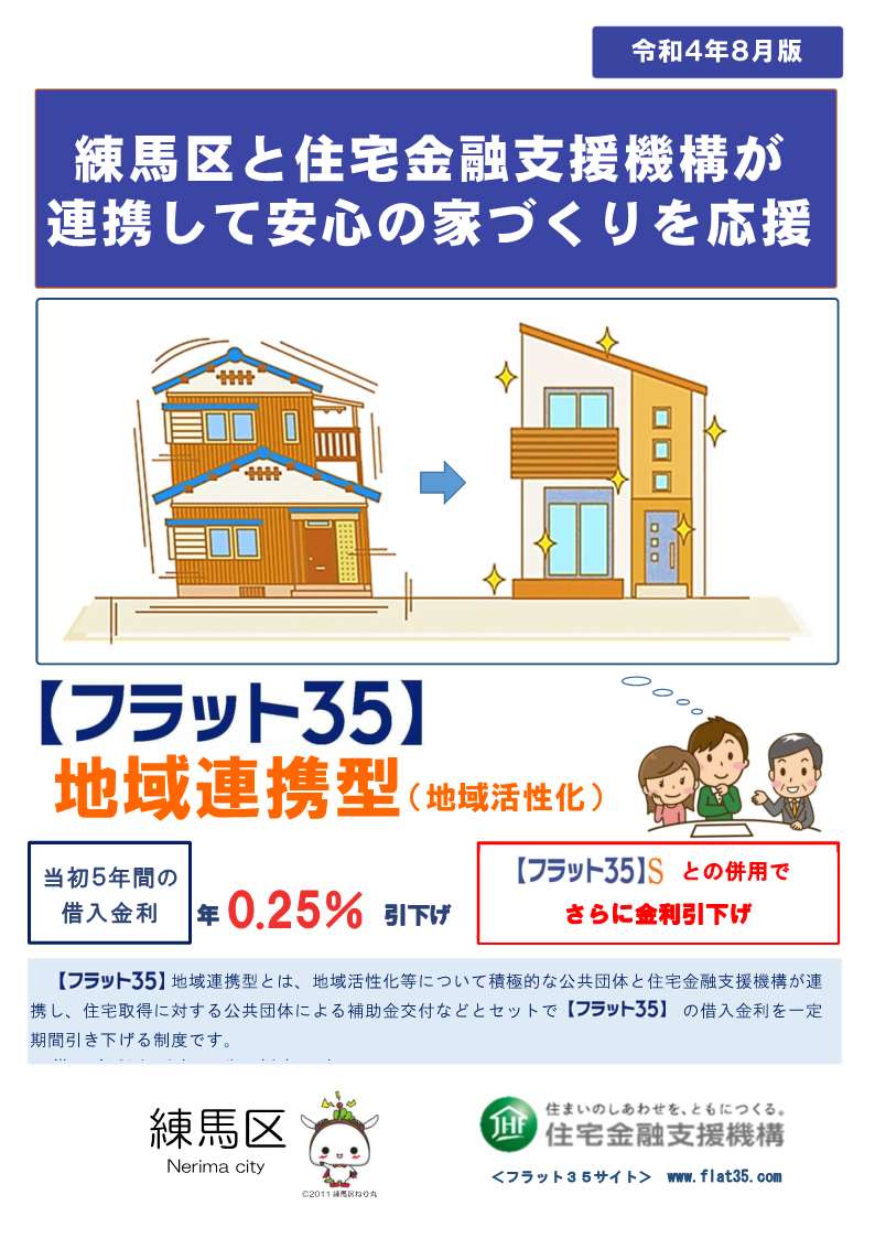 練馬区【フラット３５】地域連携型を連携している地方公共団体 ：長期固定金利住宅ローン 【フラット３５】